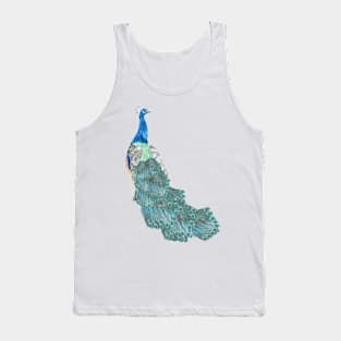 Peacock Marbled Paper Collage Tank Top